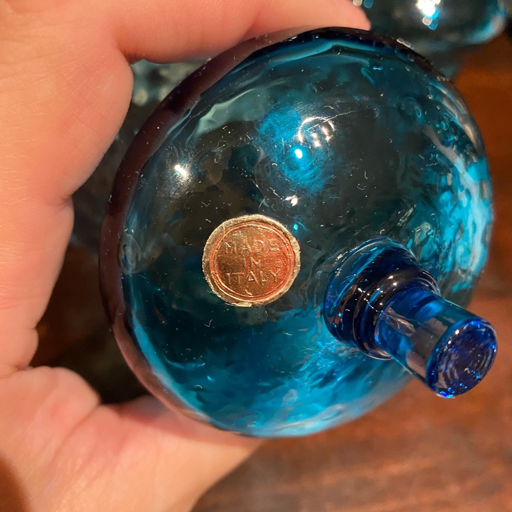 RARE VINTAGE HOMCO Italian Honeycomb Votive Candle Holders Blue Glassware - Picture 3 of 5